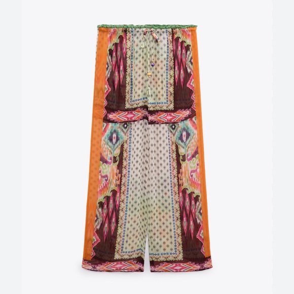 Zara bloggers favorite PRINTED FLOWING TROUSERS - Multicoloured - Picture 2 of 8